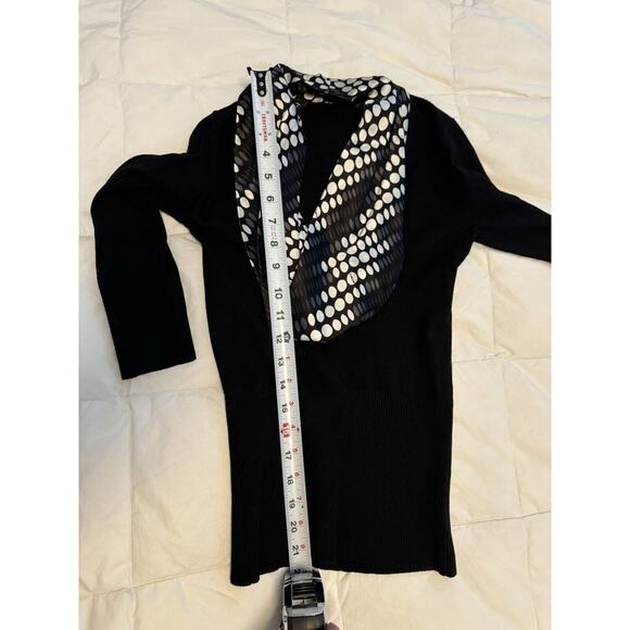 VTG 90s Y2K BeBe Black White Polka Dot Top XS Mob Wife Scarf - Picture 4 of 5